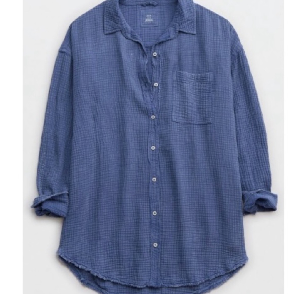 Aerie Gauzy Coverup Shirt POOL TO PARTY